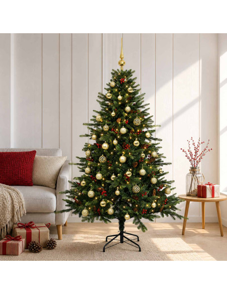 Albero di Natale artificiale con palline 120 cm 150 LED