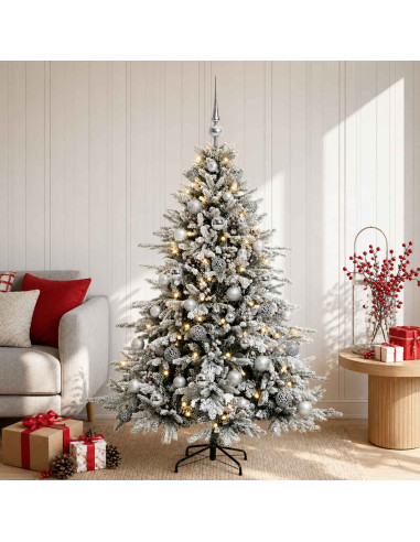 Albero di Natale artificiale con palline 120 cm 150 LED