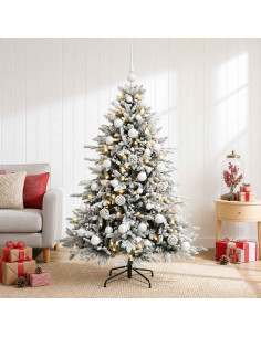 Albero di Natale artificiale con palline 120 cm 150 LED