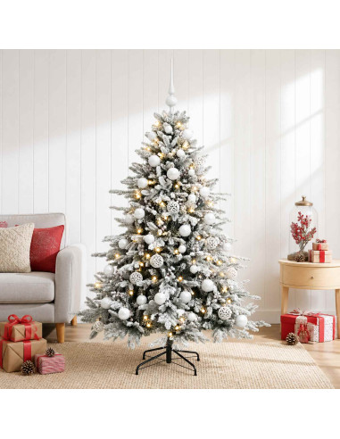 Albero di Natale artificiale con palline 120 cm 150 LED