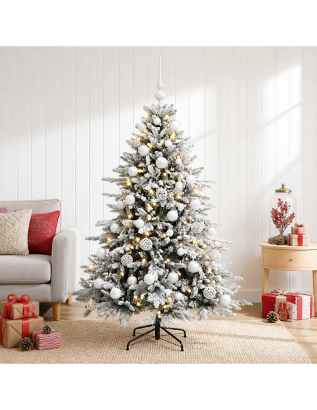 Albero di Natale artificiale con palline 120 cm 150 LED