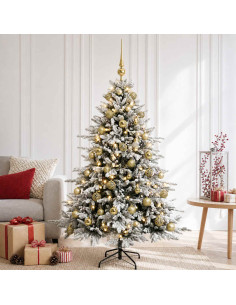 Albero di Natale artificiale con palline 120 cm 150 LED