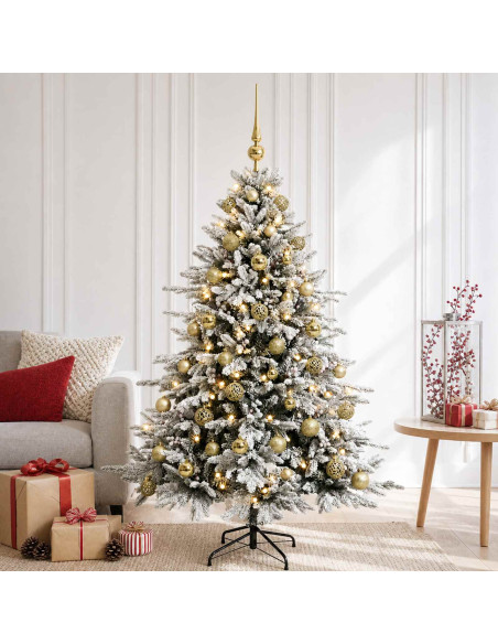 Albero di Natale artificiale con palline 120 cm 150 LED
