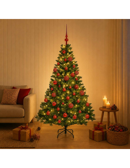 Albero di Natale Artificiale con Palline 120 cm 150 LED