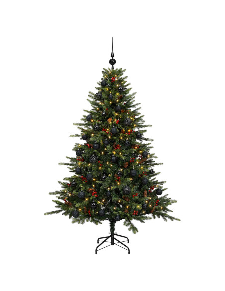 Albero di Natale artificiale con palline 120 cm 150 LED