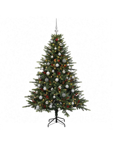 Albero di Natale artificiale con palline 120 cm 150 LED