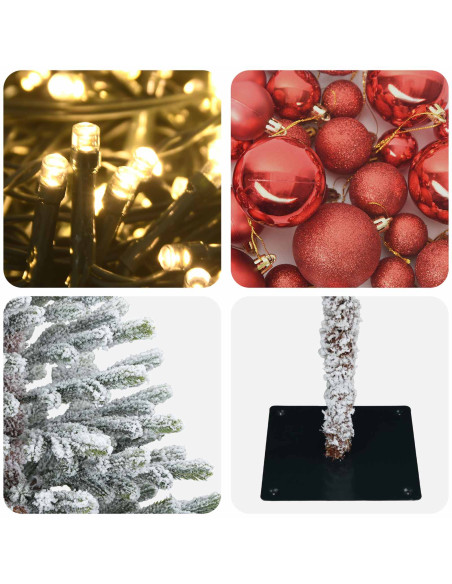 Albero di Natale artificiale con palline 120 cm 150 LED