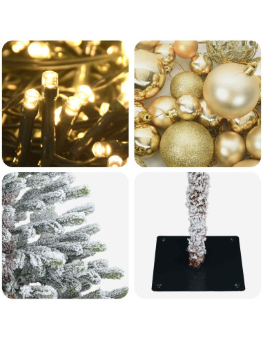 Albero di Natale artificiale con palline 120 cm 150 LED