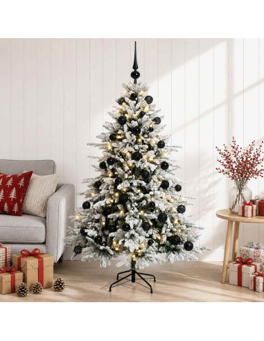 Albero di Natale artificiale con palline 120 cm 150 LED
