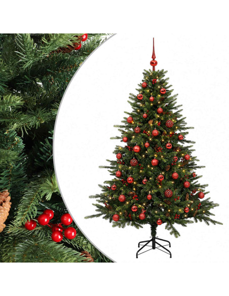 Albero di Natale artificiale con palline 120 cm 150 LED
