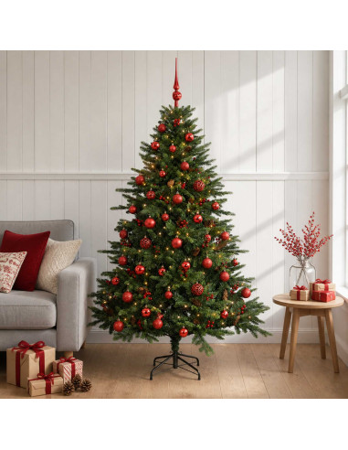 Albero di Natale artificiale con palline 120 cm 150 LED