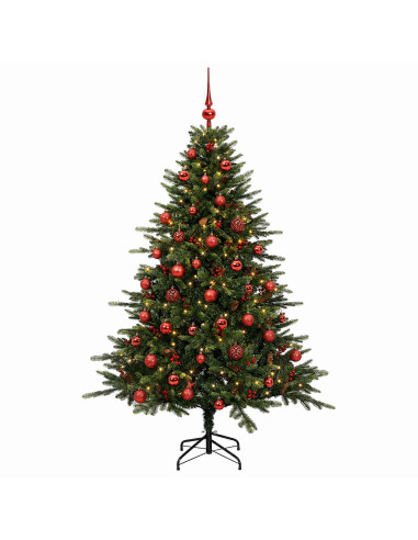 Albero di Natale artificiale con palline 120 cm 150 LED