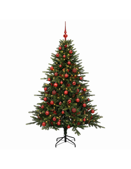 Albero di Natale artificiale con palline 120 cm 150 LED