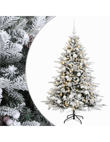 Albero di Natale artificiale con palline 120 cm 150 LED