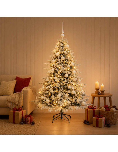 Albero di Natale artificiale con palline 120 cm 150 LED