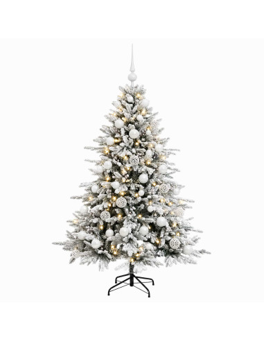 Albero di Natale artificiale con palline 120 cm 150 LED