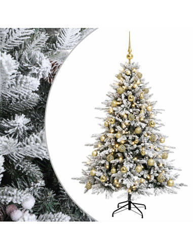 Albero di Natale artificiale con palline 120 cm 150 LED