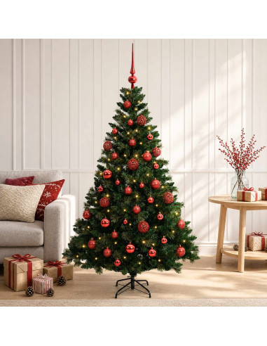 Albero di Natale Artificiale con Palline 120 cm 150 LED