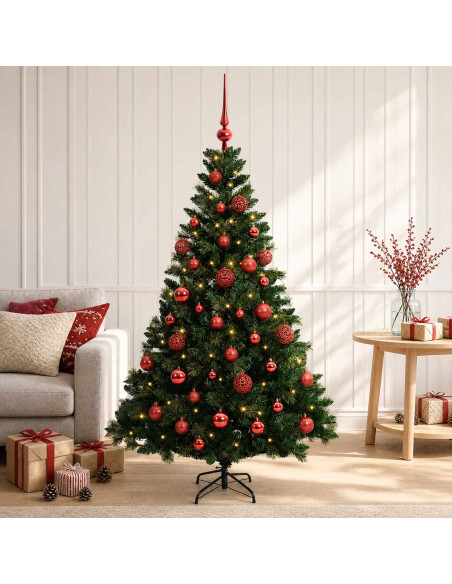Albero di Natale Artificiale con Palline 120 cm 150 LED