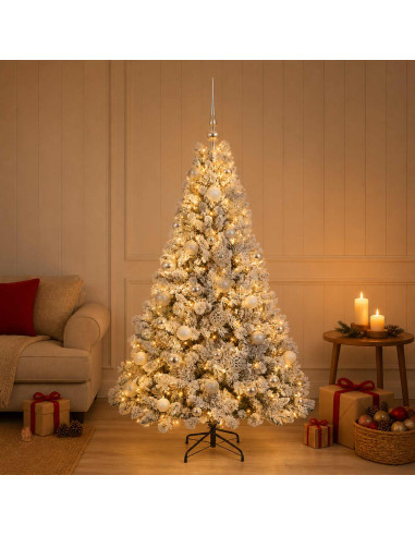 Albero di Natale Artificiale con Palline 120 cm 150 LED