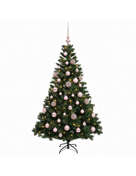Albero di Natale Artificiale con Palline 120 cm 150 LED