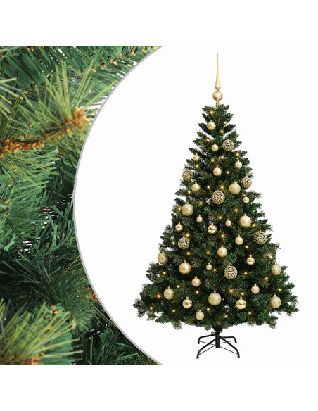 Albero di Natale Artificiale con Palline 120 cm 150 LED