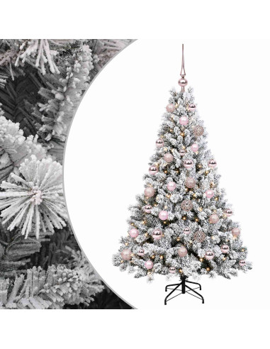 Albero di Natale artificiale con palline 120 cm 150 LED