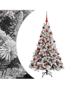 Albero di Natale Artificiale con Palline 120 cm 150 LED 2