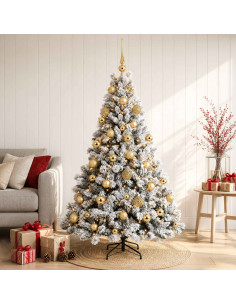 Albero di Natale Artificiale con Palline 120 cm 150 LED