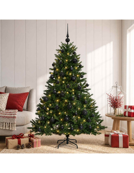 Albero di Natale artificiale con palline 120 cm 150 LED