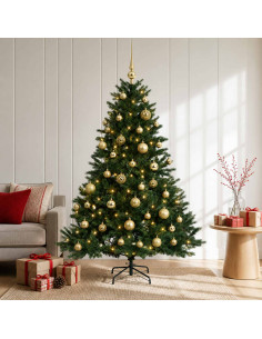 Albero di Natale artificiale con palline 120 cm 150 LED