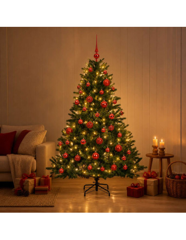 Albero di Natale artificiale con palline 120 cm 150 LED