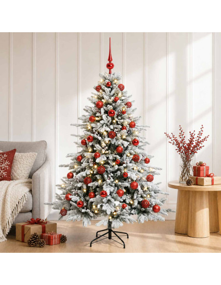 Albero di Natale artificiale con palline 120 cm 150 LED
