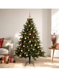 Albero di Natale artificiale con palline 120 cm 150 LED
