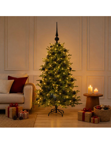Albero di Natale artificiale con palline 120 cm 150 LED