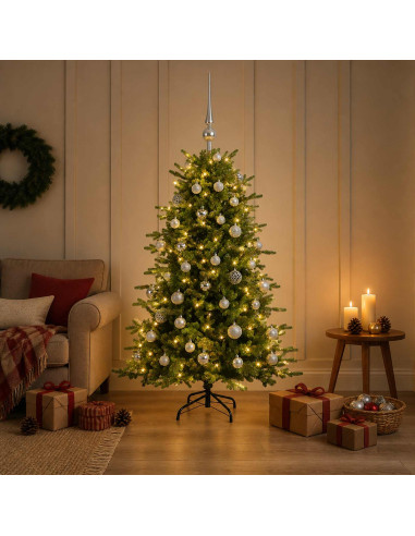 Albero di Natale artificiale con palline 120 cm 150 LED