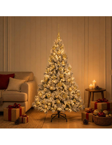Albero di Natale Artificiale con Palline 120 cm 150 LED