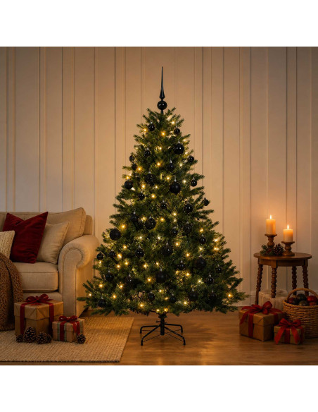 Albero di Natale artificiale con palline 120 cm 150 LED
