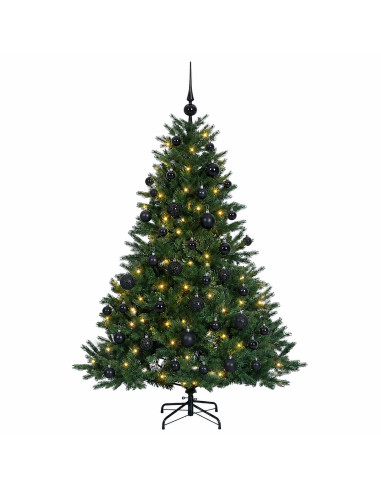 Albero di Natale artificiale con palline 120 cm 150 LED