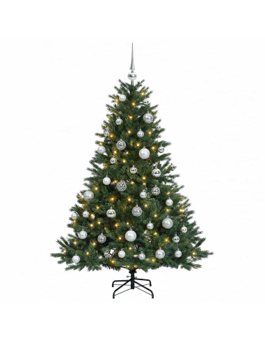 Albero di Natale artificiale con palline 120 cm 150 LED