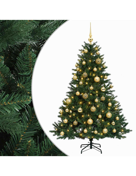 Albero di Natale artificiale con palline 120 cm 150 LED