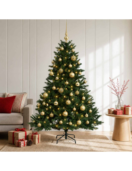 Albero di Natale artificiale con palline 120 cm 150 LED