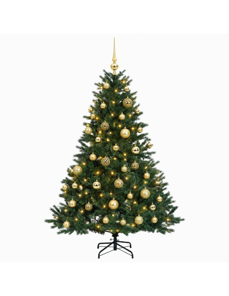 Albero di Natale artificiale con palline 120 cm 150 LED