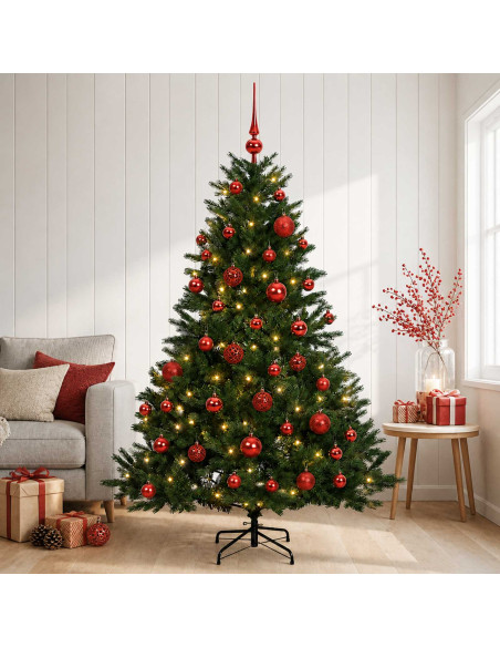 Albero di Natale artificiale con palline 120 cm 150 LED