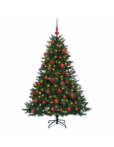 Albero di Natale artificiale con palline 120 cm 150 LED