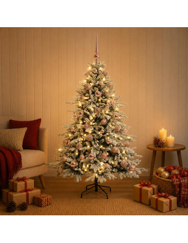 Albero di Natale artificiale con palline 120 cm 150 LED
