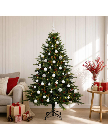 Albero di Natale artificiale con palline 120 cm 150 LED