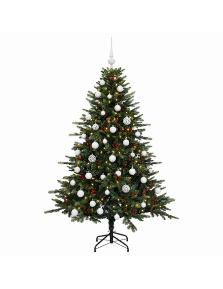 Albero di Natale artificiale con palline 120 cm 150 LED
