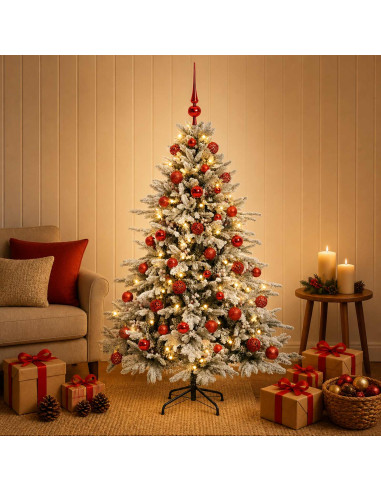 Albero di Natale artificiale con palline 120 cm 150 LED