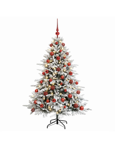 Albero di Natale artificiale con palline 120 cm 150 LED